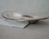 SALE - vintage silver oval serving dish or tray with rope edge