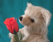 Charlie - Valentine bear with rose, sweetheart bear, artist bear