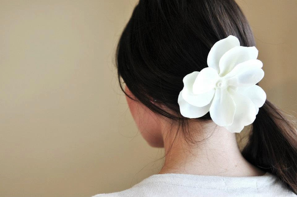 White Flower Hair Clip or Headband- For Baby Girl, Toddler, Girl, Teenager or Women- Bridal