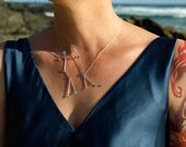 Gemini Zodiac Constellation Sterling Silver Necklace on Rubber Cord