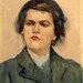 Original Watercolor Portrait - English - 1930s estate sale Artist unknown.