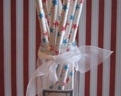 50 Retro Vintage Red & Blue Star Paper Straws Il_170x135