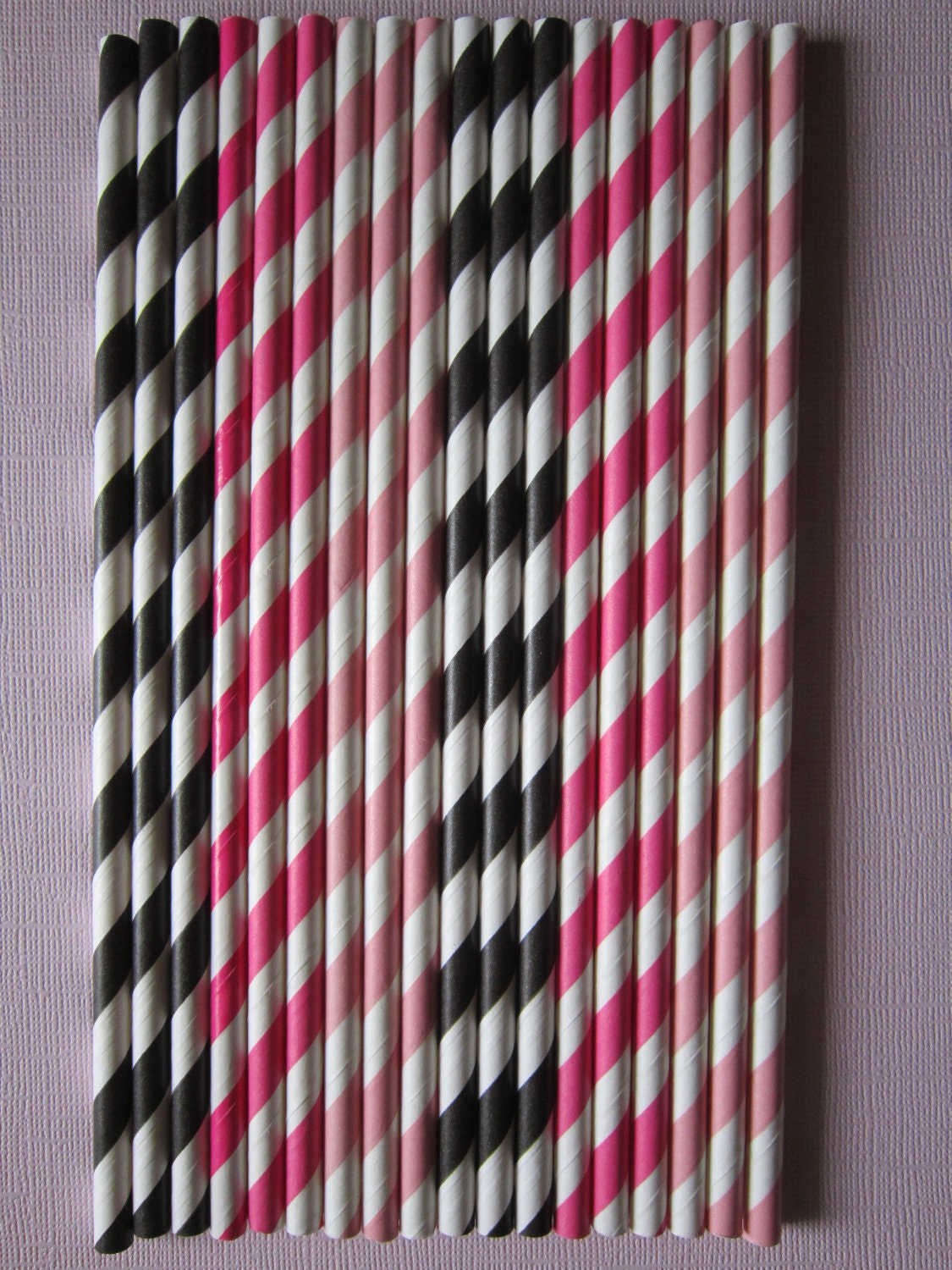 24 Pink Hot Pink & Black Vintage Retro Paper Drinking Straws Il_170x135
