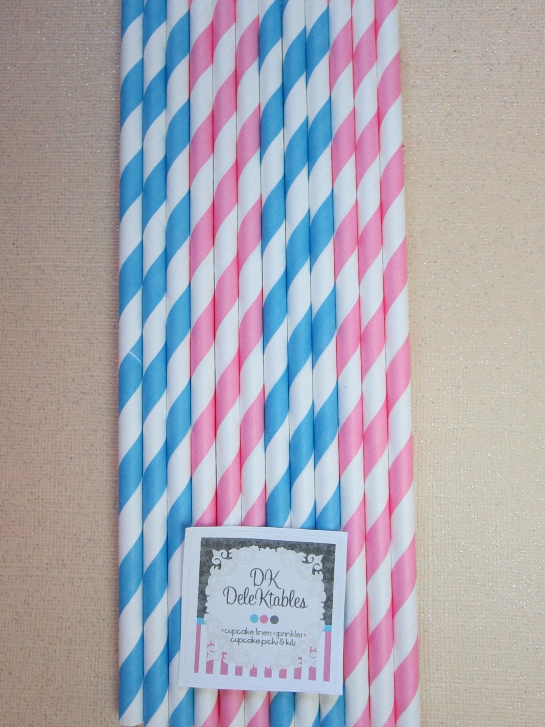 24 Pink & Blue Gender Reveal Striped Straws Il_570xn