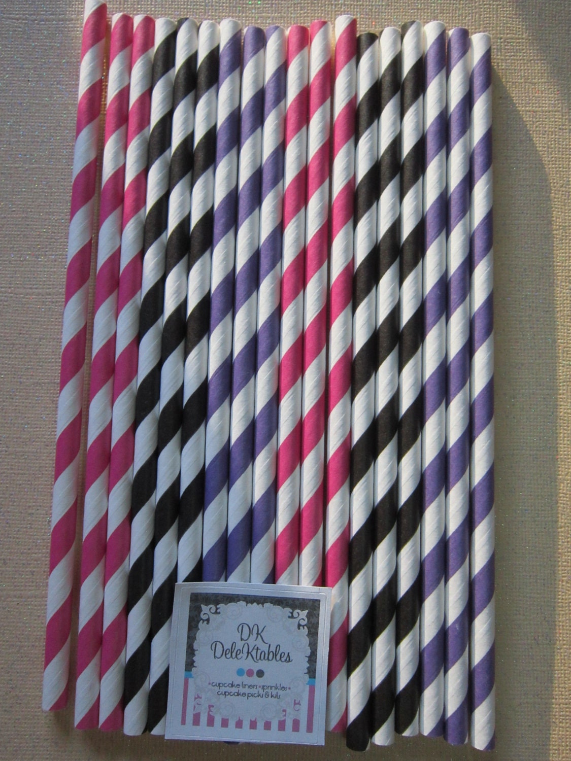 24 Hot Pink Black Purple Vintage Retro Paper Drinking Straws Il_570xn