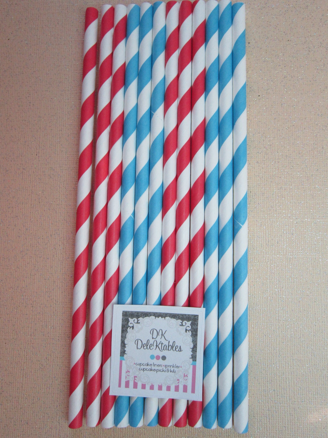 24 Blue & Red Striped Dr. Seuss Retro Vintage Paper Drinking Straw Il_570xn