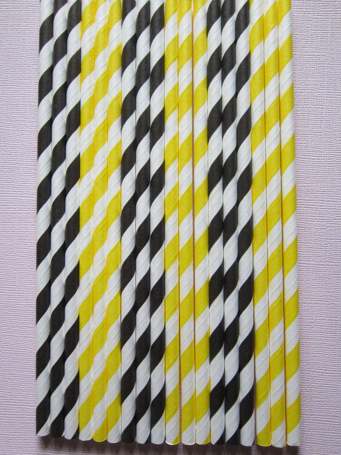 50 Black & Yellow Retro Vintage Striped Paper Straws Il_570xn