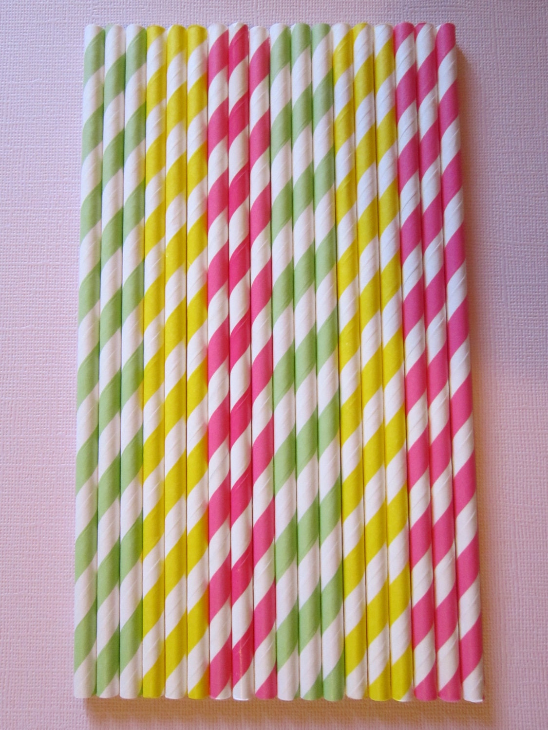 24 Lime Green Yellow Hot Pink Paper Drinking Straws Il_570xn