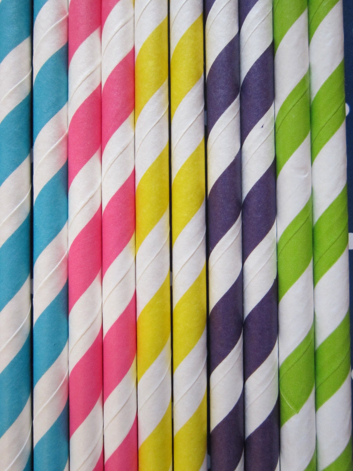 25 Retro Vintage Neon Striped Paper Straws Il_570xn