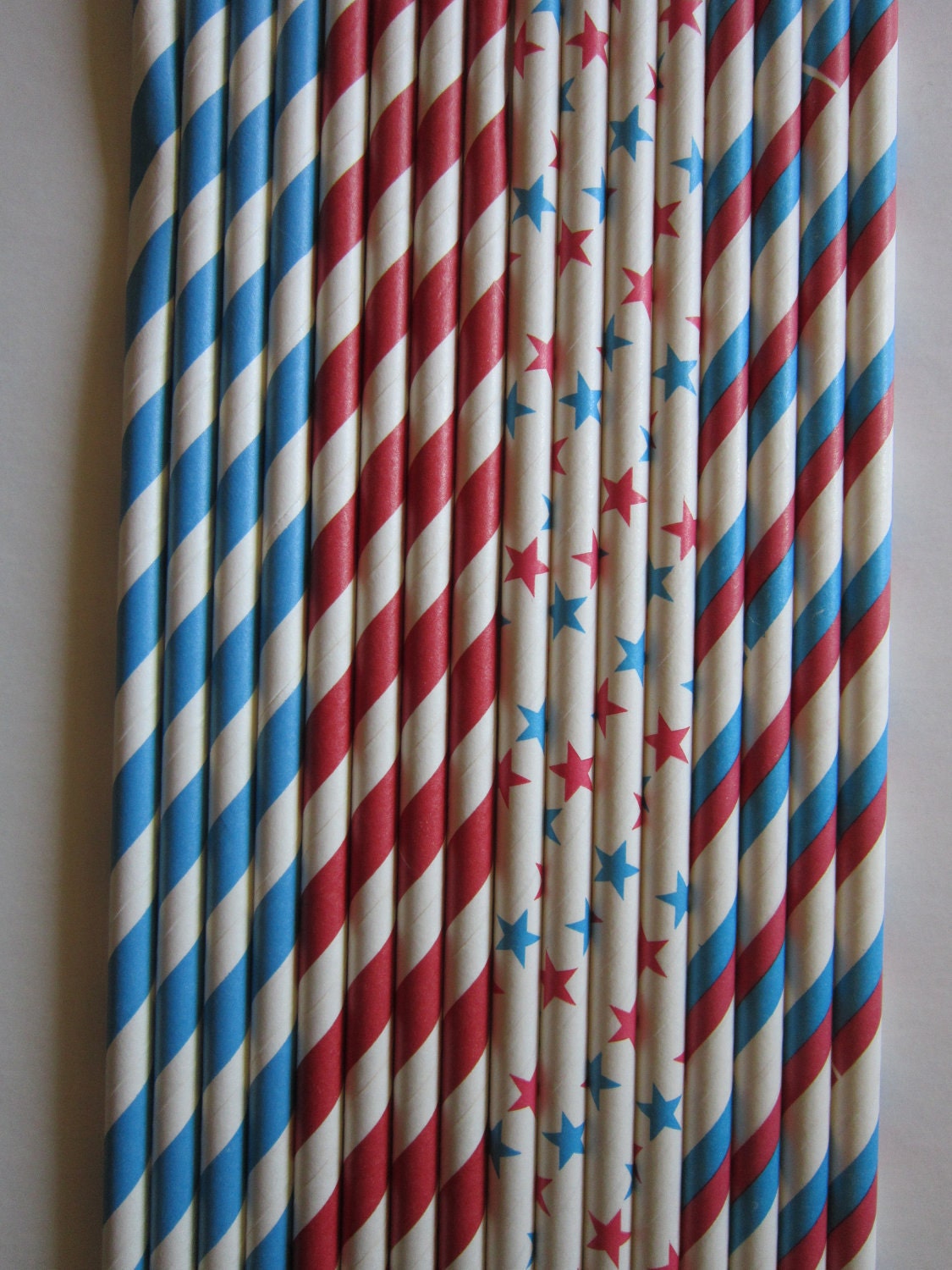 24 Red White & Blue Stars Stripes Paper Drinking Straws Il_570xn