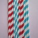 24 Peacock & Red Circus Carnival Dr Seuss Striped Retro Vintage Paper Drinking Straw