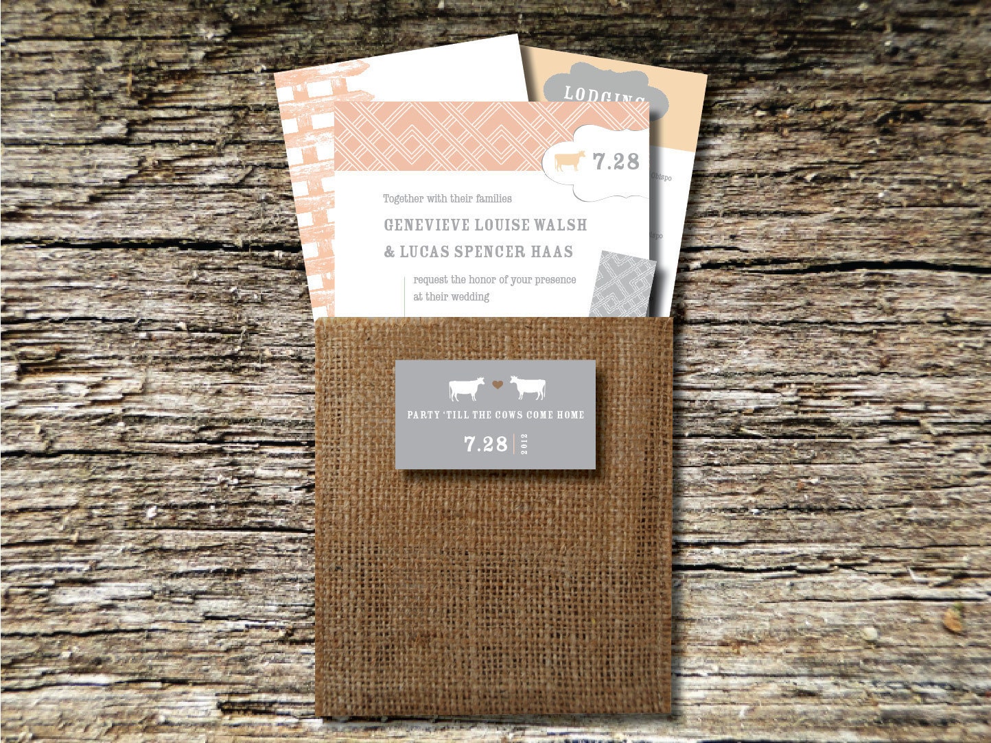 Barn Wedding Invitations - Burlap Pouch