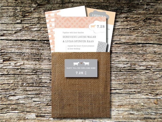 Barn Wedding Invitations - Burlap Pouch