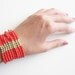 Beads bracelet- tangerine with golden accents- glamour shabby chic style cuff