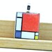 Mondrian Composition II in Red, Blue, Yellow Scrabble Tile Pendant