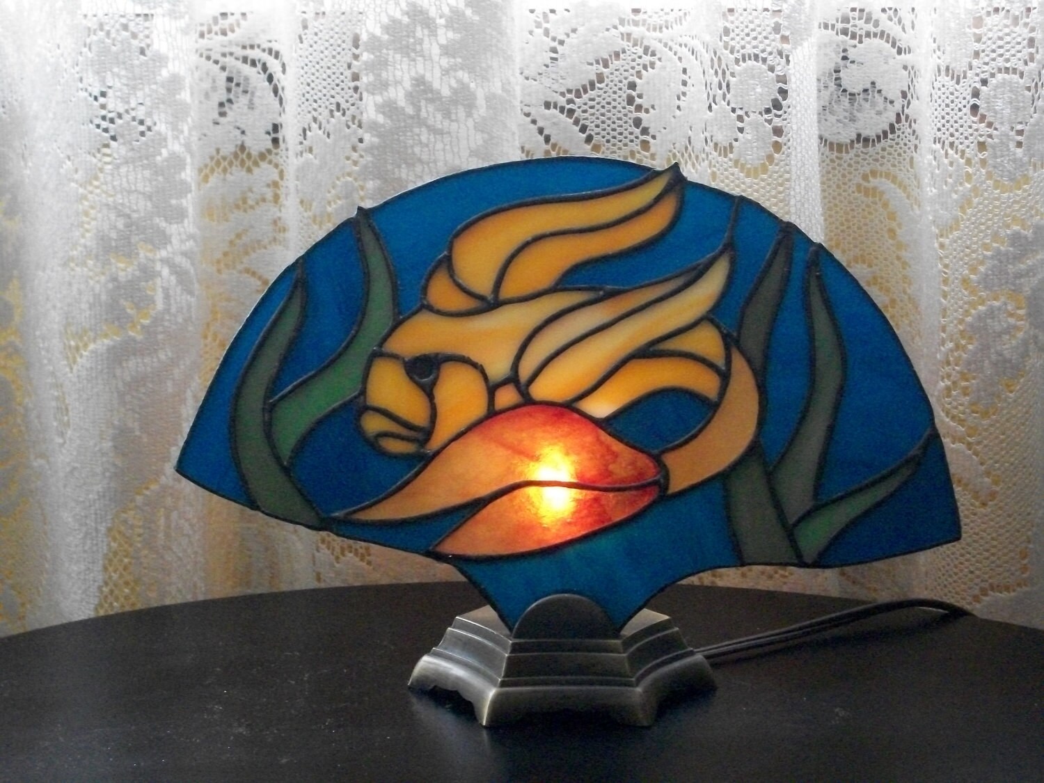Stained Glass Goldfish Fan Lamp by SwankyStainedGlass on Etsy