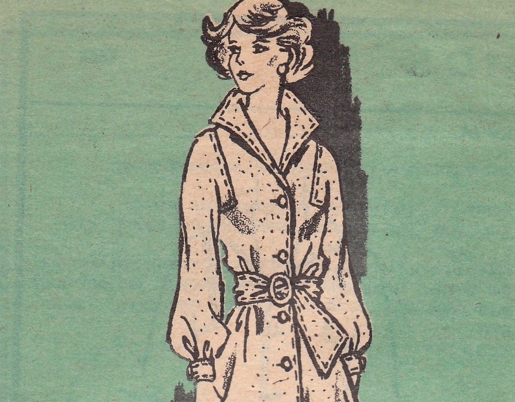 Vintage Button Front Dress or Coat Dress Pattern Mail Order 4566 Size 10 Uncut