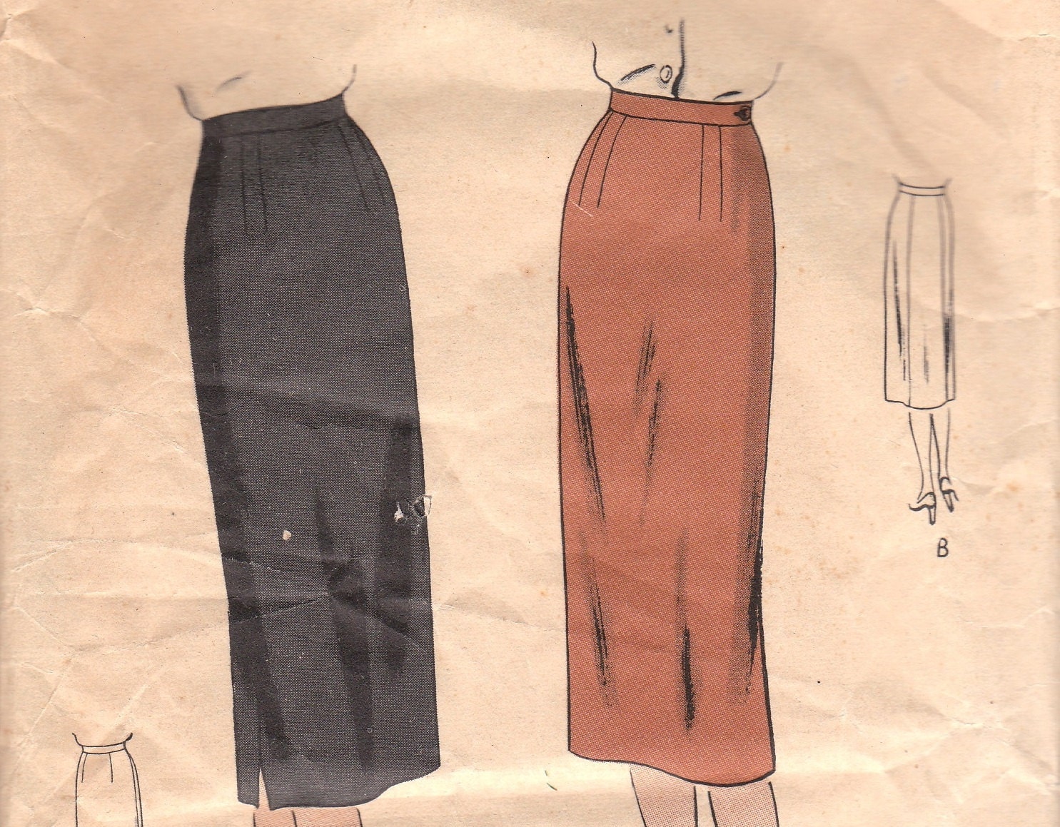 Vintage Vogue Pencil Skirt Pattern 1940s 6003 By Onemorecupoftea