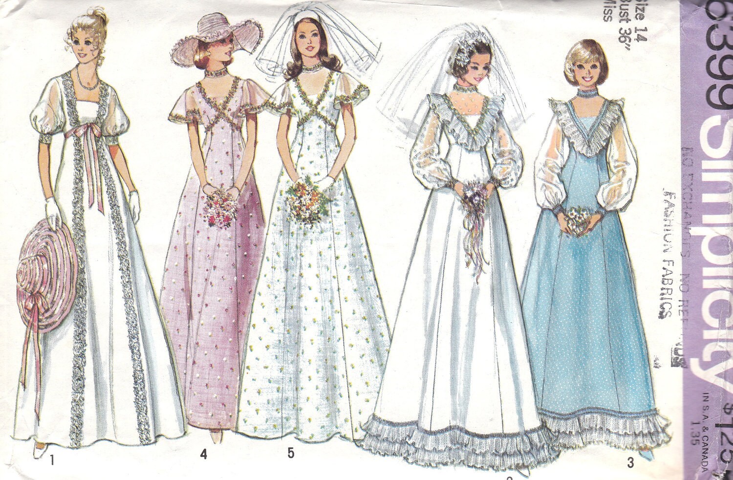 Items similar to Vintage Wedding Dress Pattern 1970s Simplicity 6399 