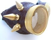 Halloween Hive Steampunk Goggles / Motorcycle Goggles - Waspeye Lens Stinger REAL BRASS spikes
