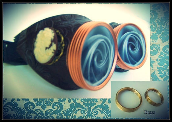 Grey Rose Vintage style Steampunk goggles. Classic Victorian Cameo