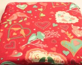 For Your Coins- Love Birds on Red Zipper Pouch