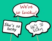Dry Erase Speech Bubbles for Photobooth. Set of Three On a Stick. Rewritable, and no chalky mess on your dress. Photo booth props.