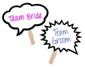 LARGE Dry Erase Boards on Paddles. Set of Two 11 inches Speech Bubbles. Waterproof and Durable. For Photo booth and Photo Props.