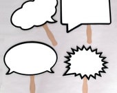 11 inch Dry Erase Speech Bubble Boards with Handles. Black Marker Included. Waterproof and Durable. For Photo booth and Photo Props.