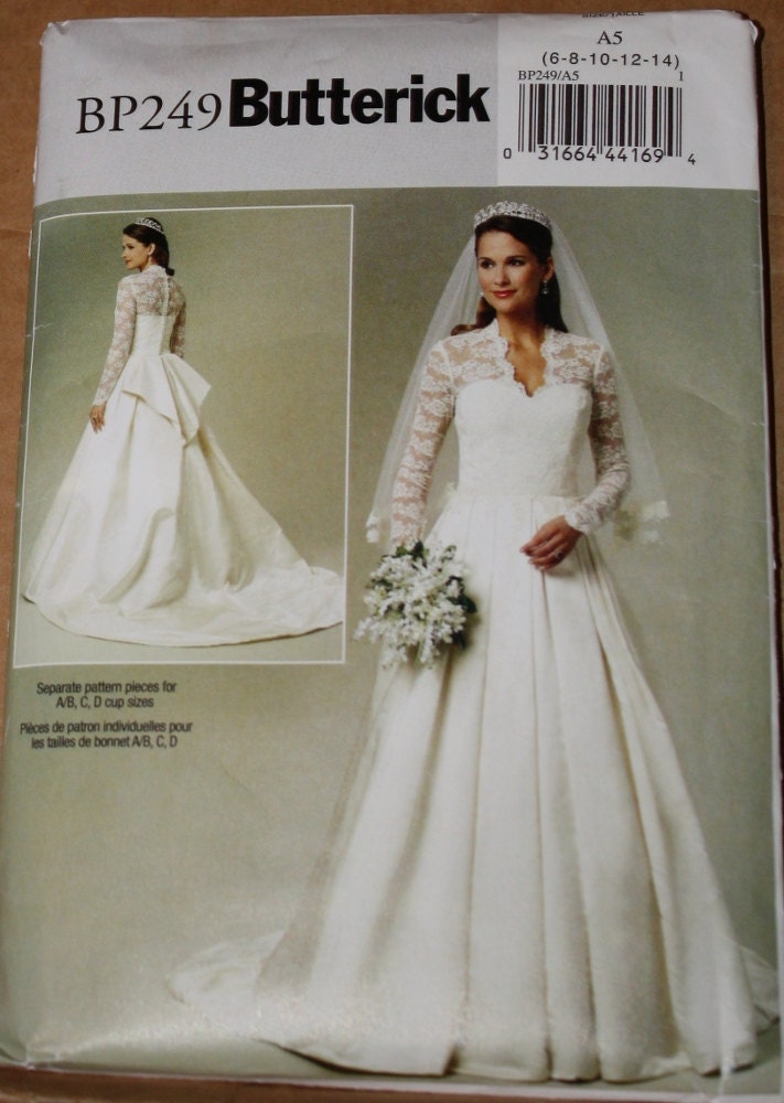 Princess Catherine Kate Middleton Wedding Gown Pattern, sizes 6-14, Butterick 5731 or BP249