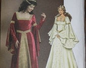 Medieval Renaissance Costume Dress Pattern, Butterick 4571, Sizes 6-12
