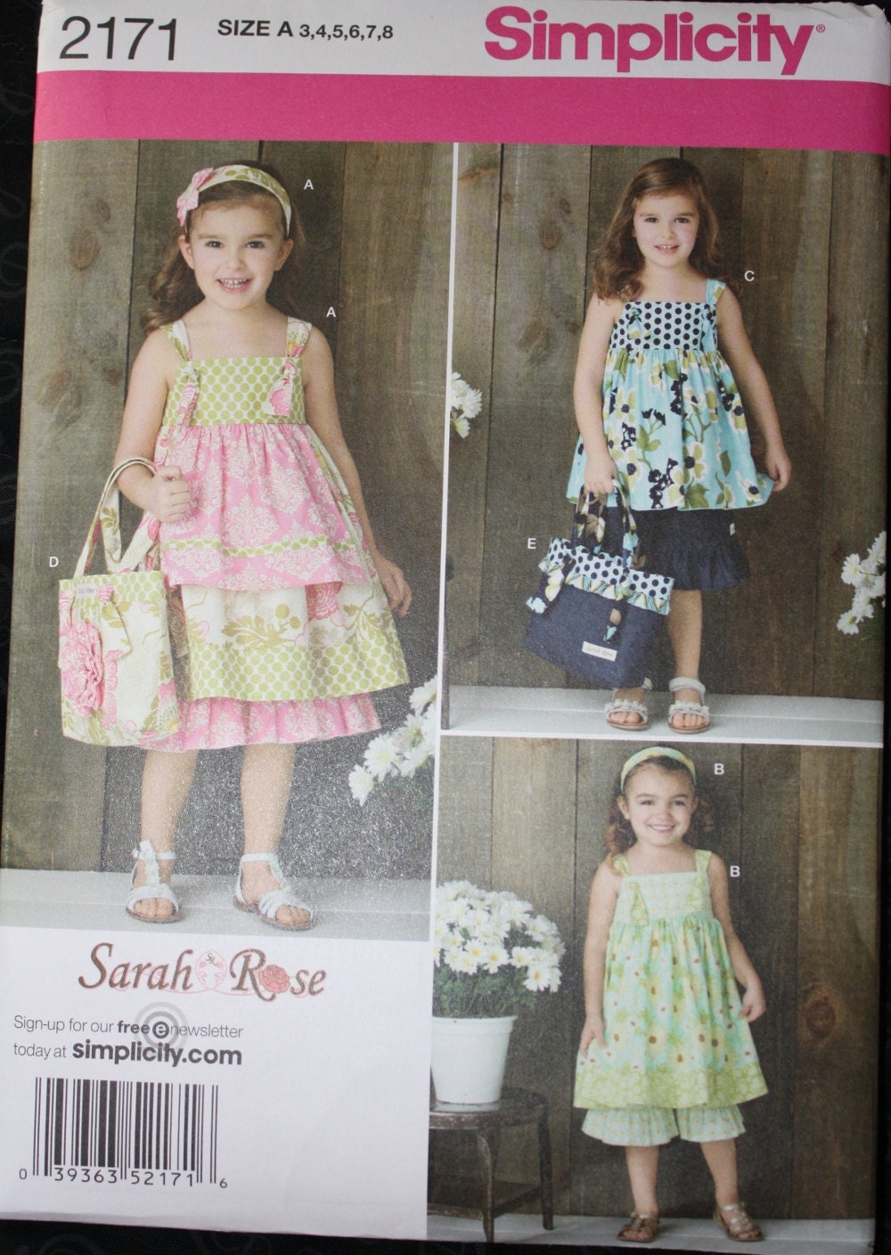 Knot Dress Apron Dress Pattern -- Sizes 3, 4, 5, 6, 7, 8 -- Simplicity 2171