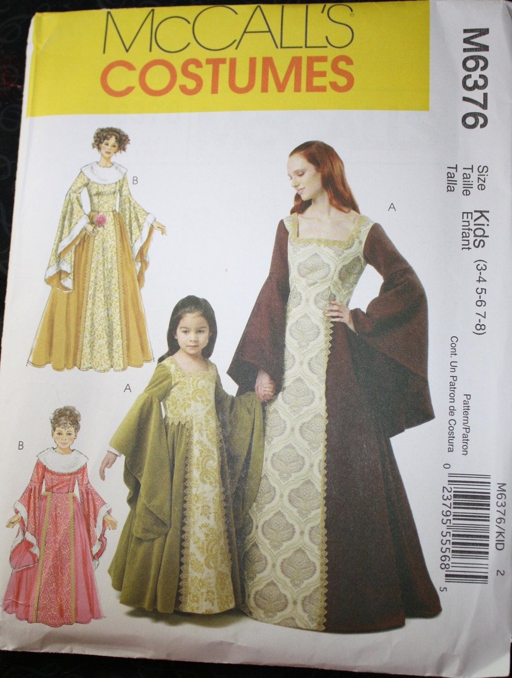 Renaissance Medieval Costume Kids McCalls 6376 Sizes 3-8