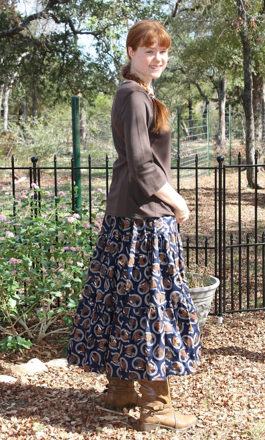 Very Full 3-tiered Ladies Skirt Western Skirt by FeminineDress