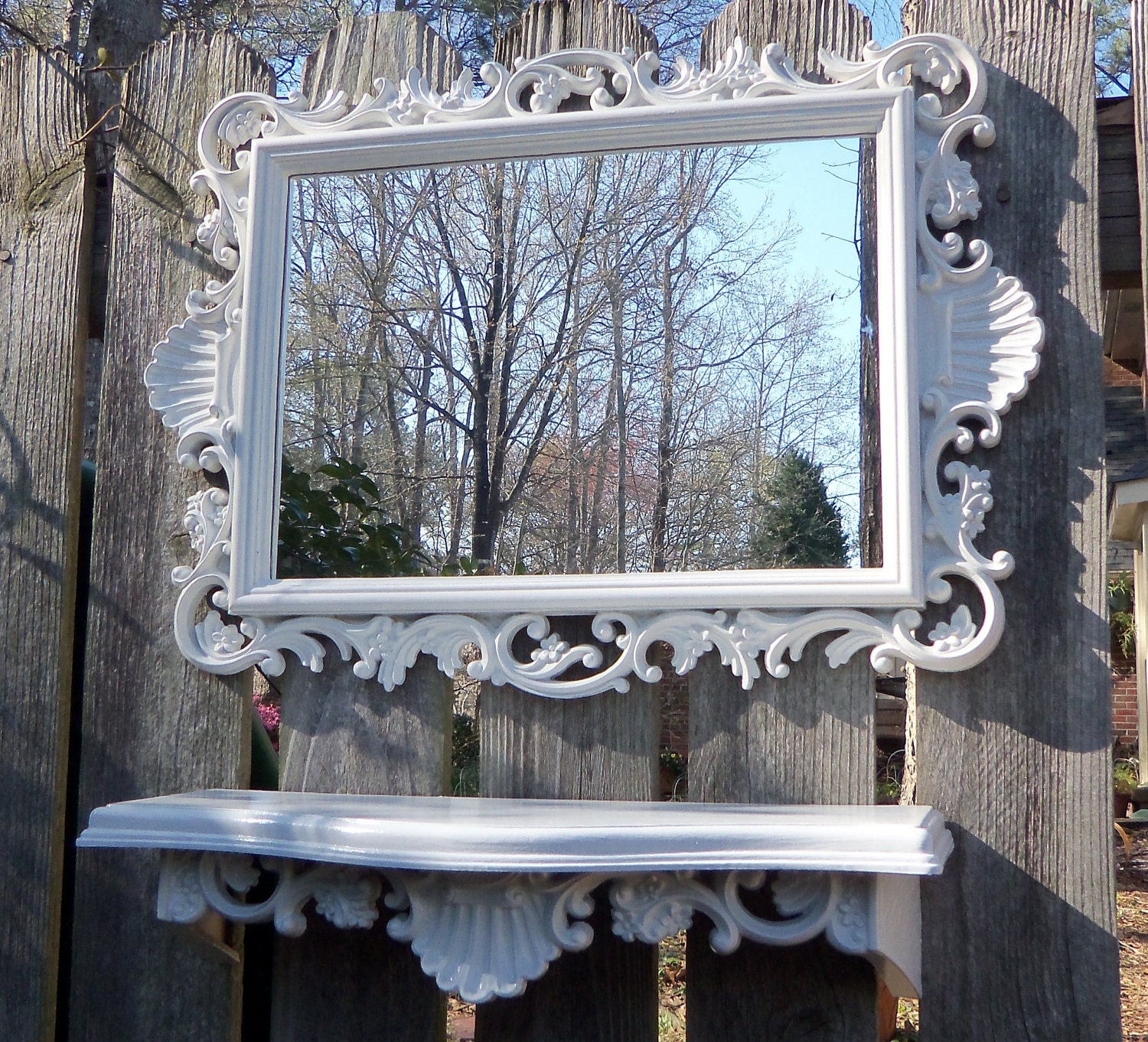 Vintage Syroco Wall Mirror Shelf - Ornate