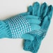 Hand Knitted Gloves - Turquoise and White