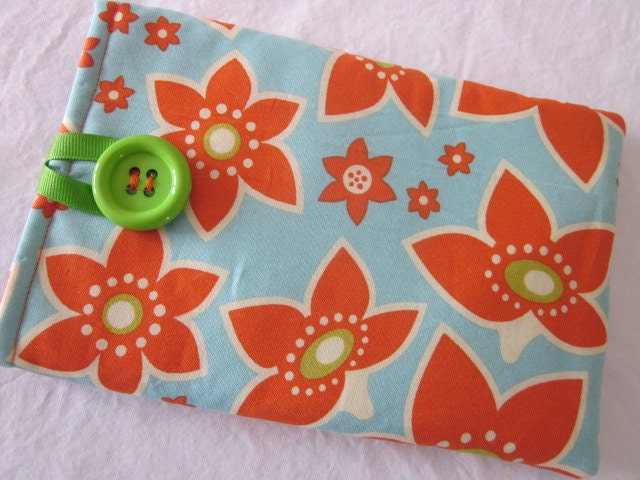 Kindle Case, Nook Sleeve eReader Case Padded Cover, orange, flowers