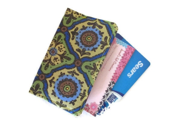 Card Holder Wallet, paisley, blue