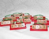Christmas Is Over BUT  -   Choose Your Own Words - Vintage Scrabble Tile Christmas Ornament - Red and Green Or The Colors Of Your Choice