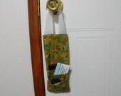DOORGANIZER - Floral Print on Green Background  - Organizer For Your Doorknob - Don't Leave Home Without Your Stuff