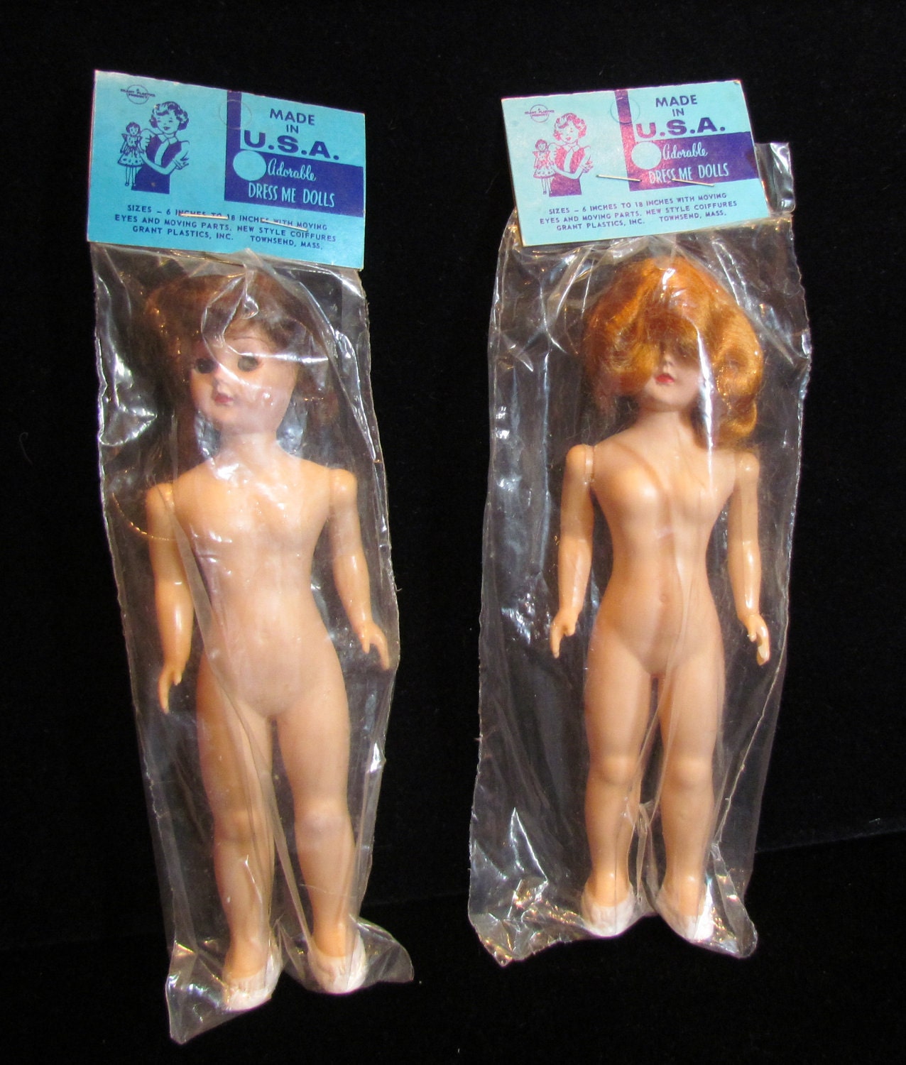 Vintage craft dolls - 2 "Dress Me Dolls" in original packaging, 1950's