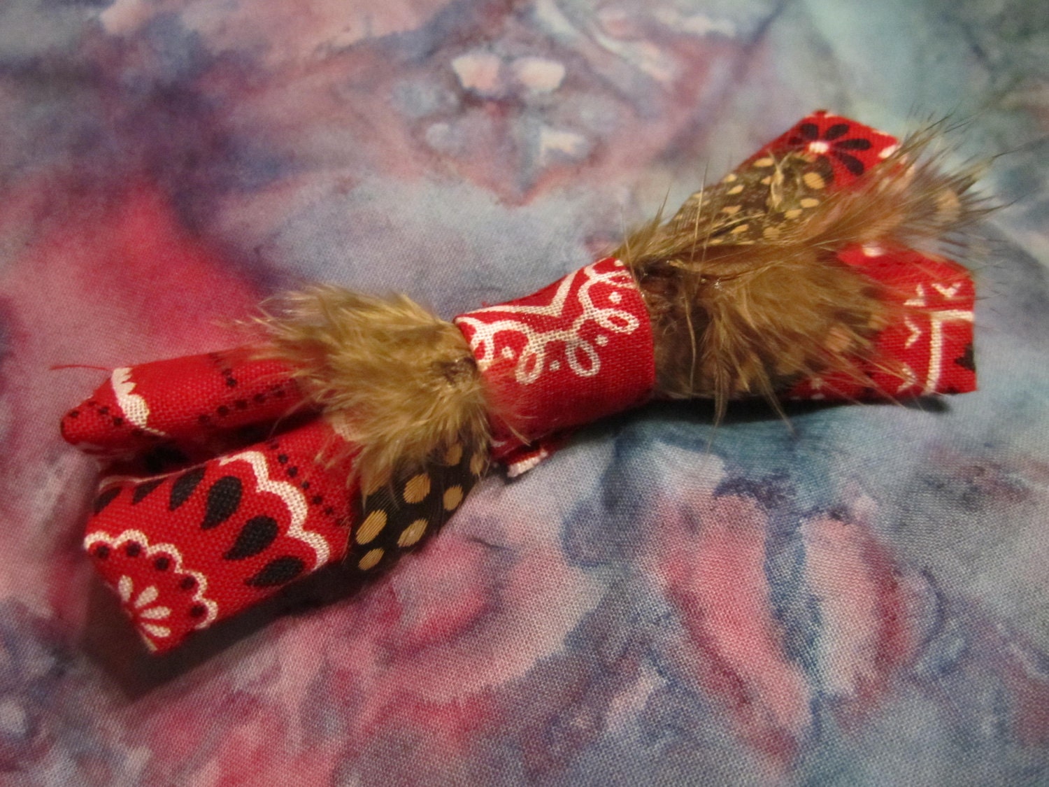 bandanna feathered hair bow 002