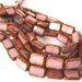 Czech Beads, Coral Pink Picasso Polished Rectangle Beads, 8x12mm - 10 beads