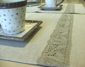 Linen Placemat Ecru Classic Elegance -- Cottage Farmhouse French Style -- Set of Two