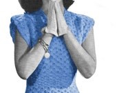 1940s Cap Sleeve Blouse or Top or Vest, Basic Shell Stitch - Crochet pattern PDF 2335