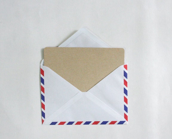 Set of 20 Vintage Style AirMail /Par Avion Envelopes, size 4.5 x 6.3 inches, for postcard, crafts - plus FREE Vintage Stamps