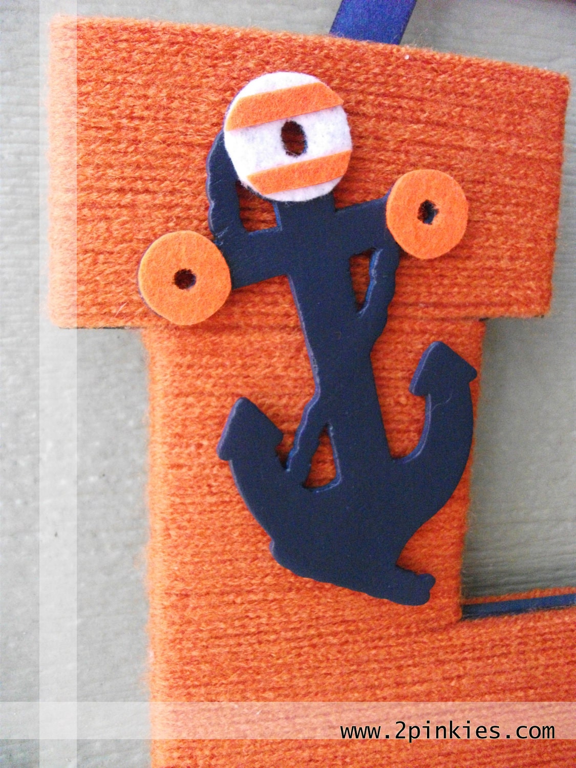 Yarn Letter - Monogram Wreath, Baby Boy, 13.5", Wooden, Nautical