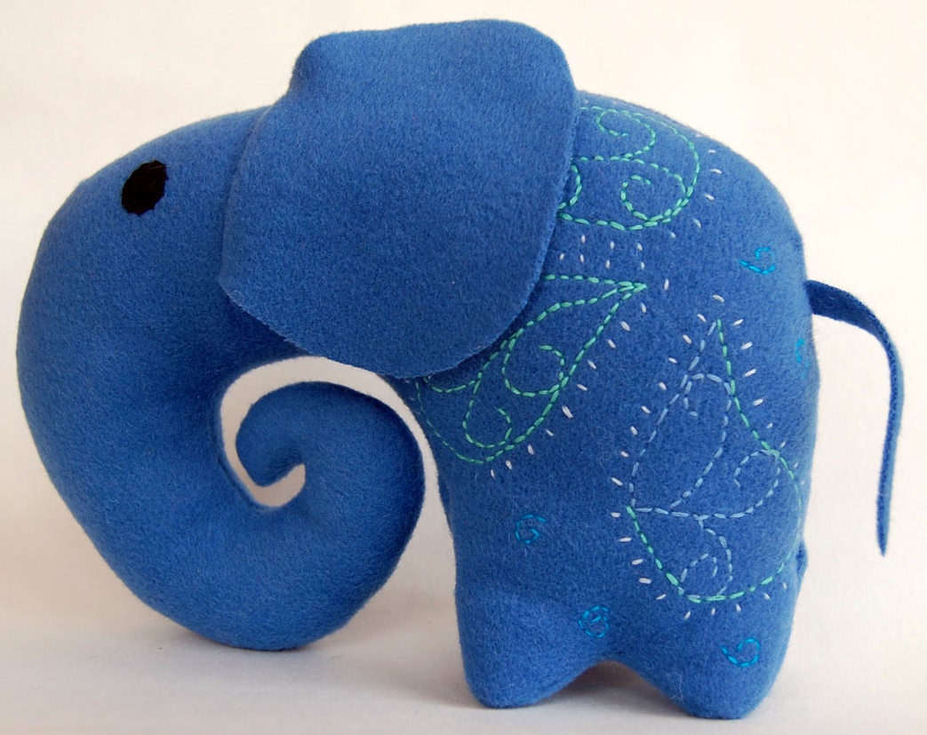 CIJ -15 Elephant felt toy Soft Toy Indigo, cashmere wool