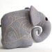 Gray Elephant Toy, soft wool geometric embroidery