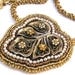 SALE 10% Off Bead Embroidery Necklace  Vintage Leaf Pendant gold brown pearl